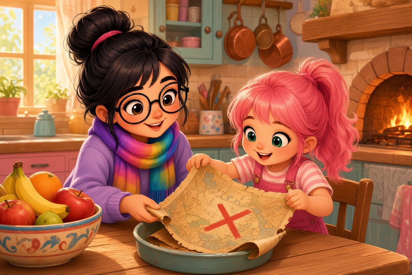 A treasure map under the fruit bowl