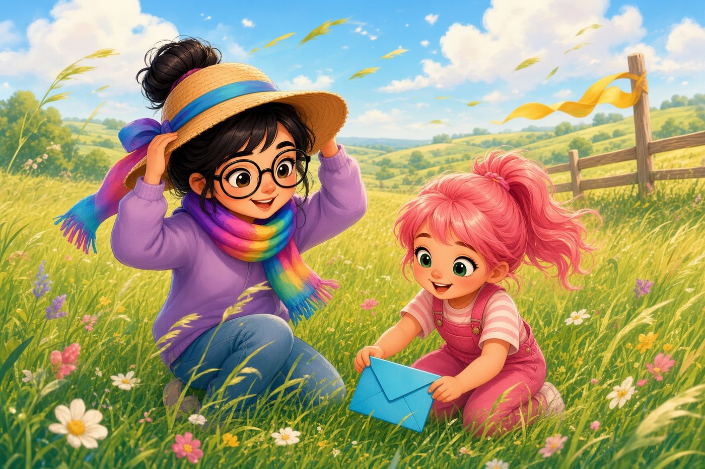 A blue envelope in the grass