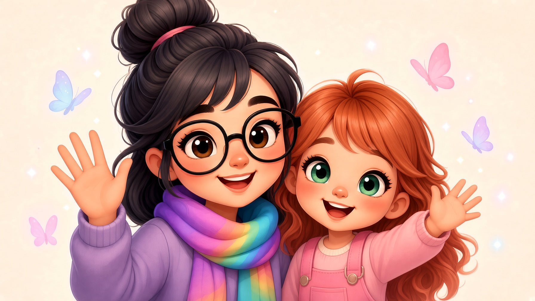 A cartoon hello